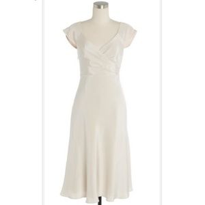 J. Crew Cecelia dress 100% silk, size 4P, ivory